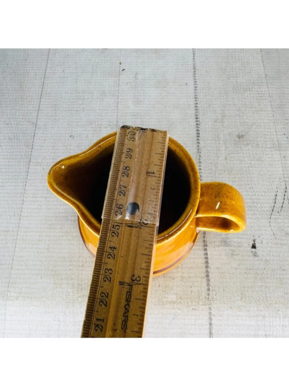 Vintage Golden Brown Glazed Ceramic Speckled Mid-Century Style 8 oz Creamer